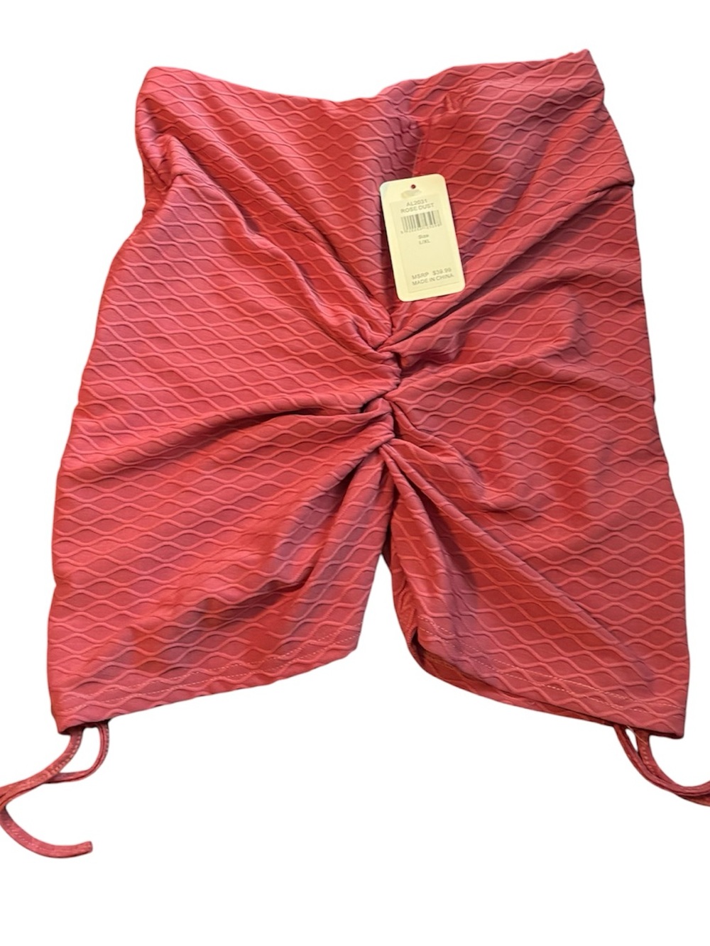 Ruched Pink shorts with Textured Pattern